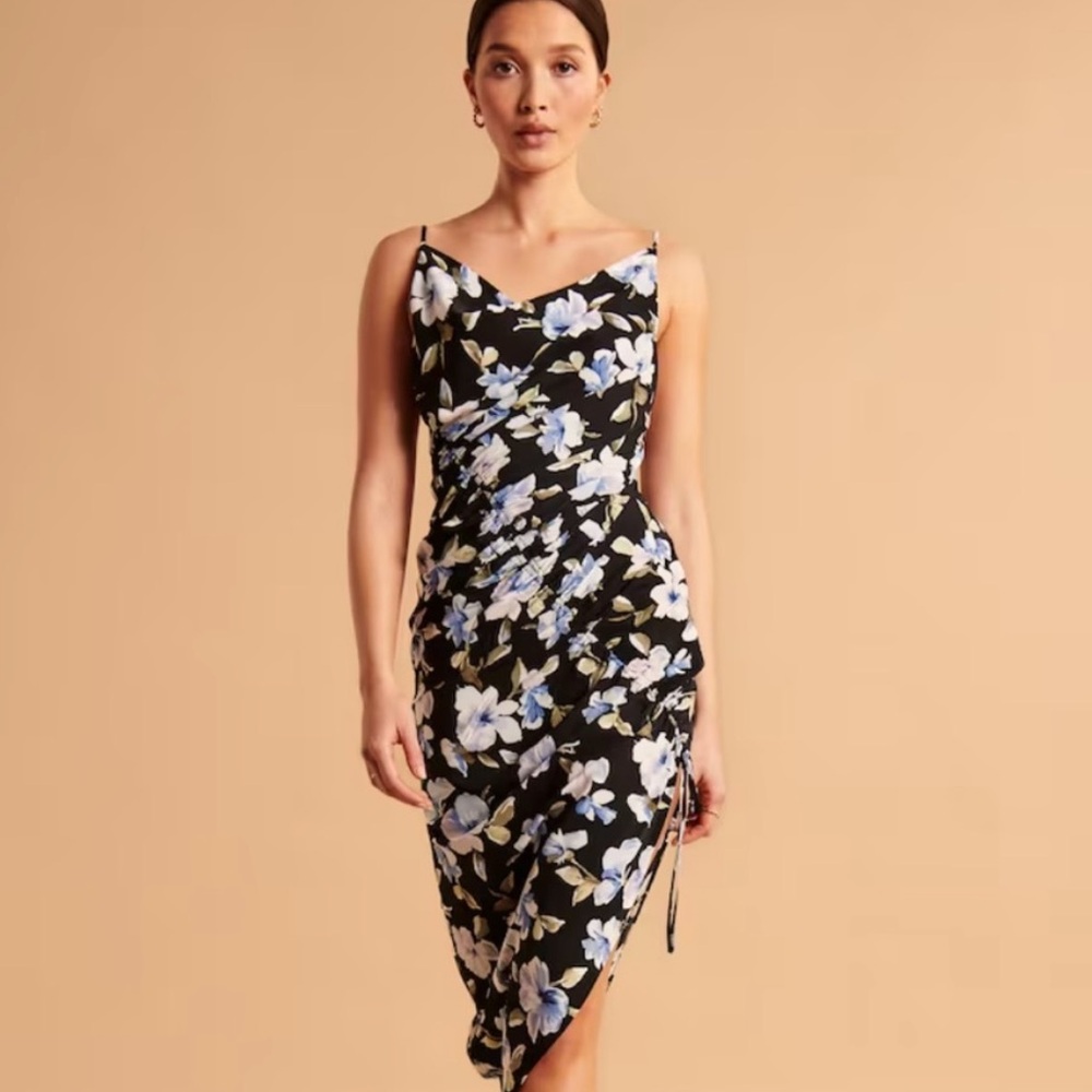 Abercrombie & Fitch Black Floral Midi Dress